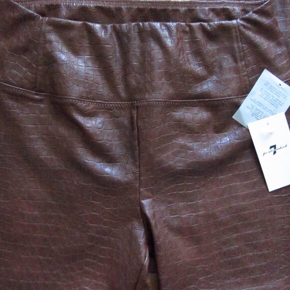NWT -Womens 7 For All Mankind Brown Faux Alligator Leather Stretch Leggings Sz M - Picture 7 of 10